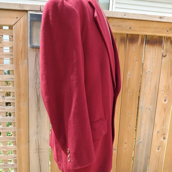 Vintage Cashmere Sport Coat Suit Jacket Blazer Strellson Burgundy Red 45" Chest - Picture 5 of 10